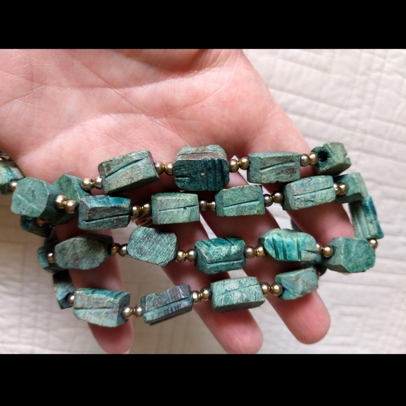 Vintage 1970s Hand Carved Ceramic Bohemian Egyptian Revival Scarab Necklace - Picture 6 of 9